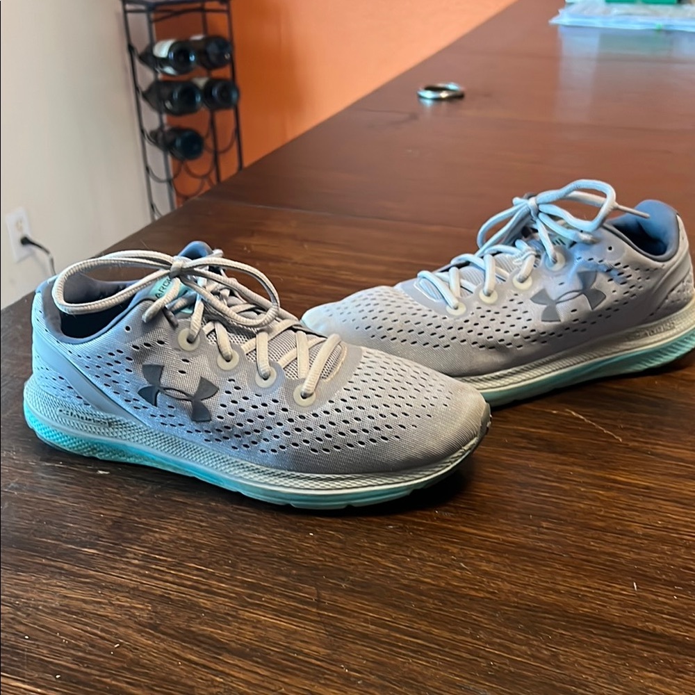 Under Armour Gray and Teal Running Shoes